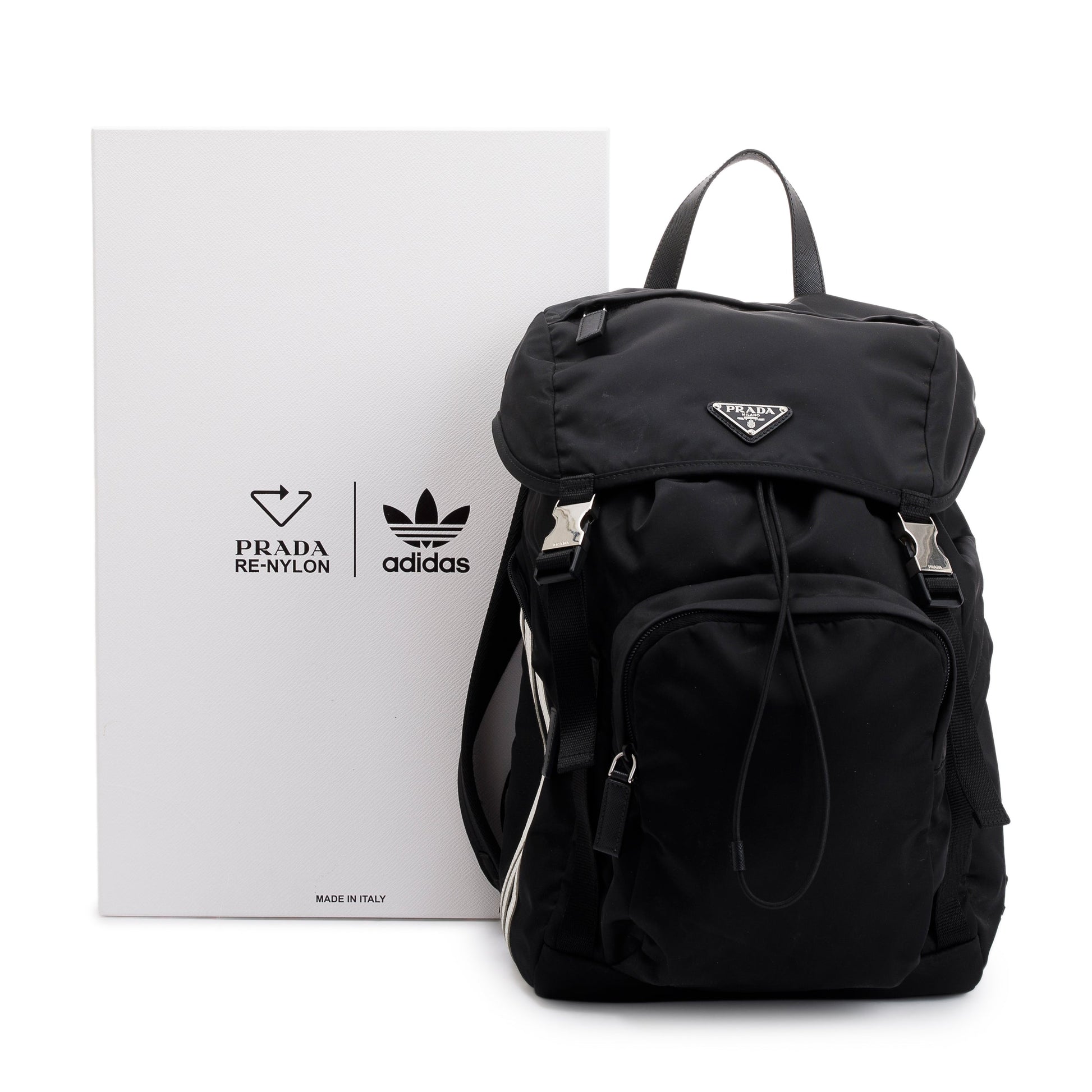 Prada x Adidas 2022 Black Re-Nylon and Saffiano Leather Backpack