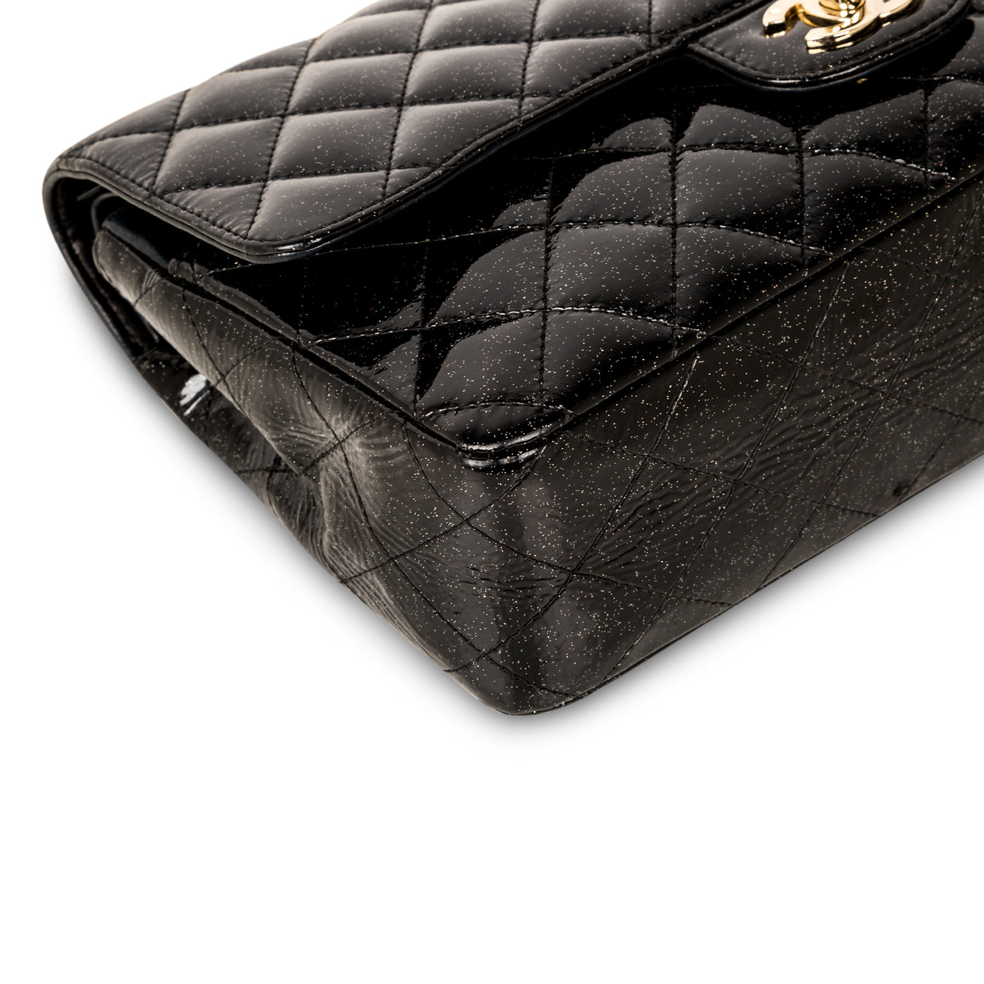 Chanel Classic Flap Bag - Medium - Patent Black Glitter