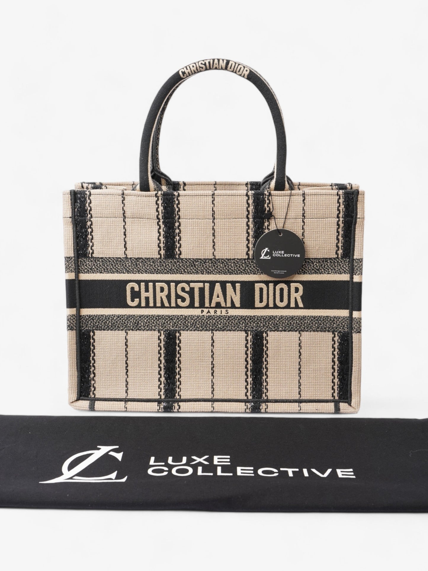 Christian Dior Book Tote Beige / Black Canvas Medium