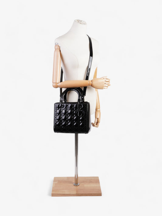 Christian Dior Lady Dior Black Patent Leather Medium