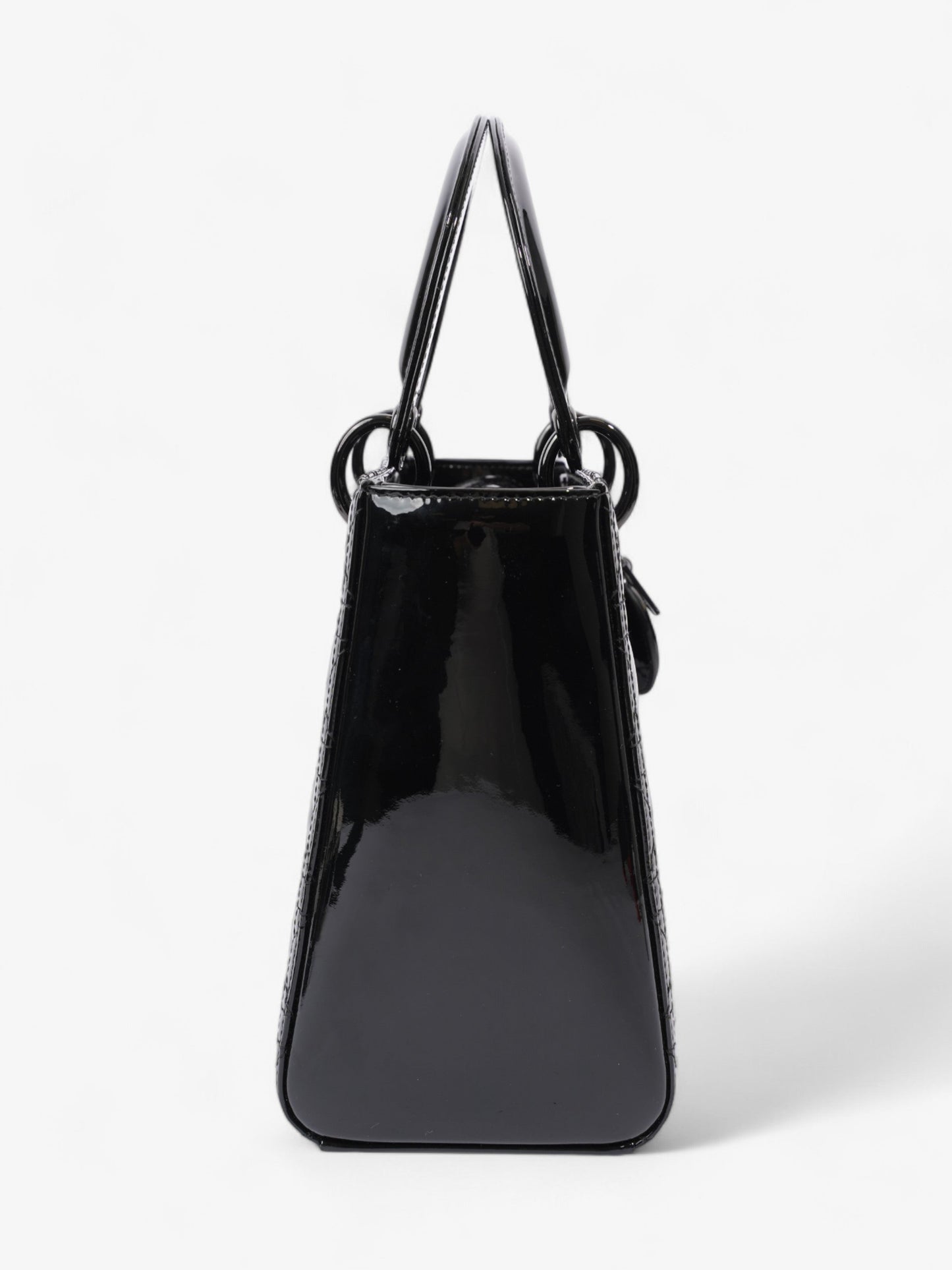 Christian Dior Lady Dior Black Patent Leather Medium