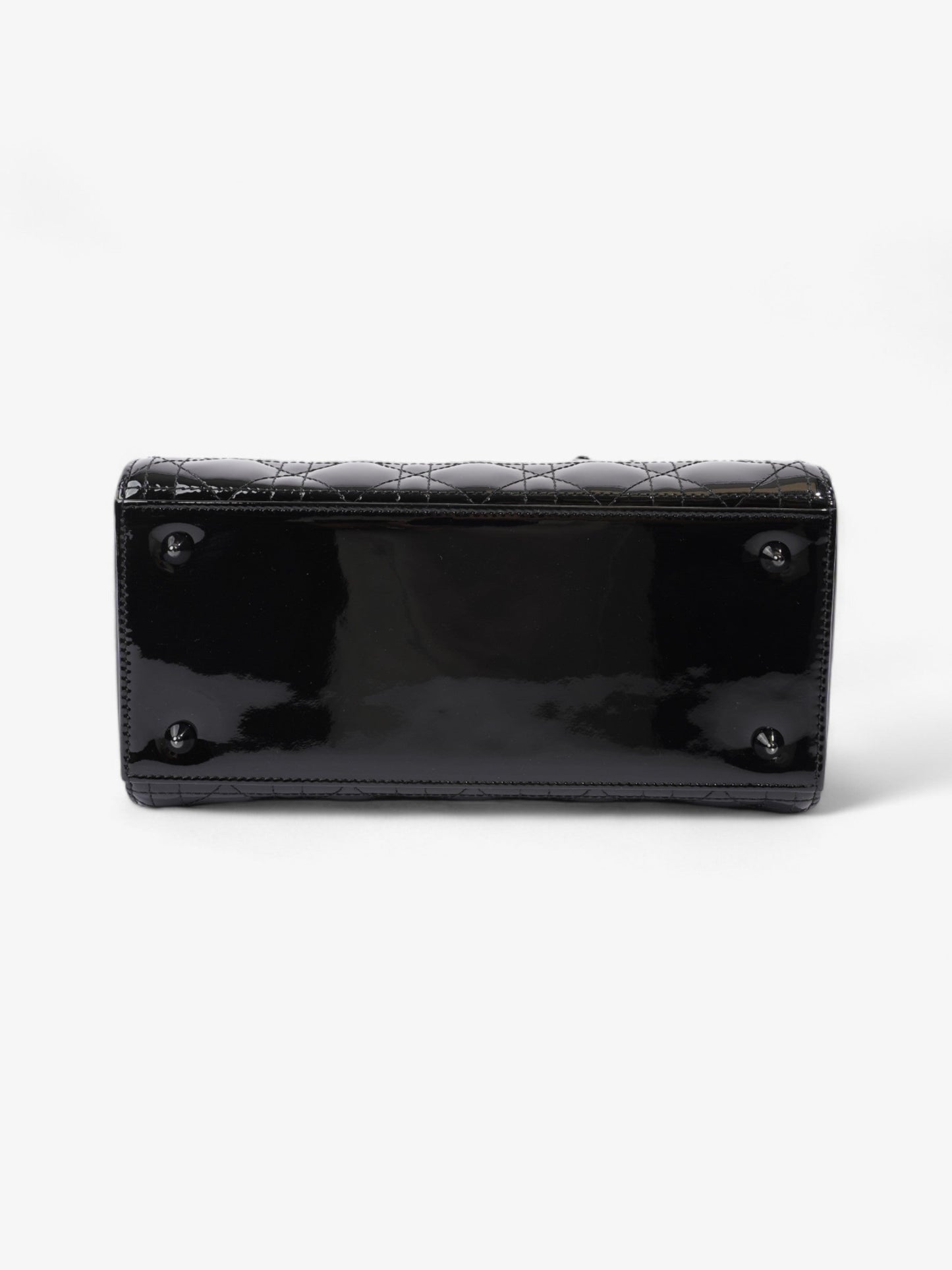 Christian Dior Lady Dior Black Patent Leather Medium