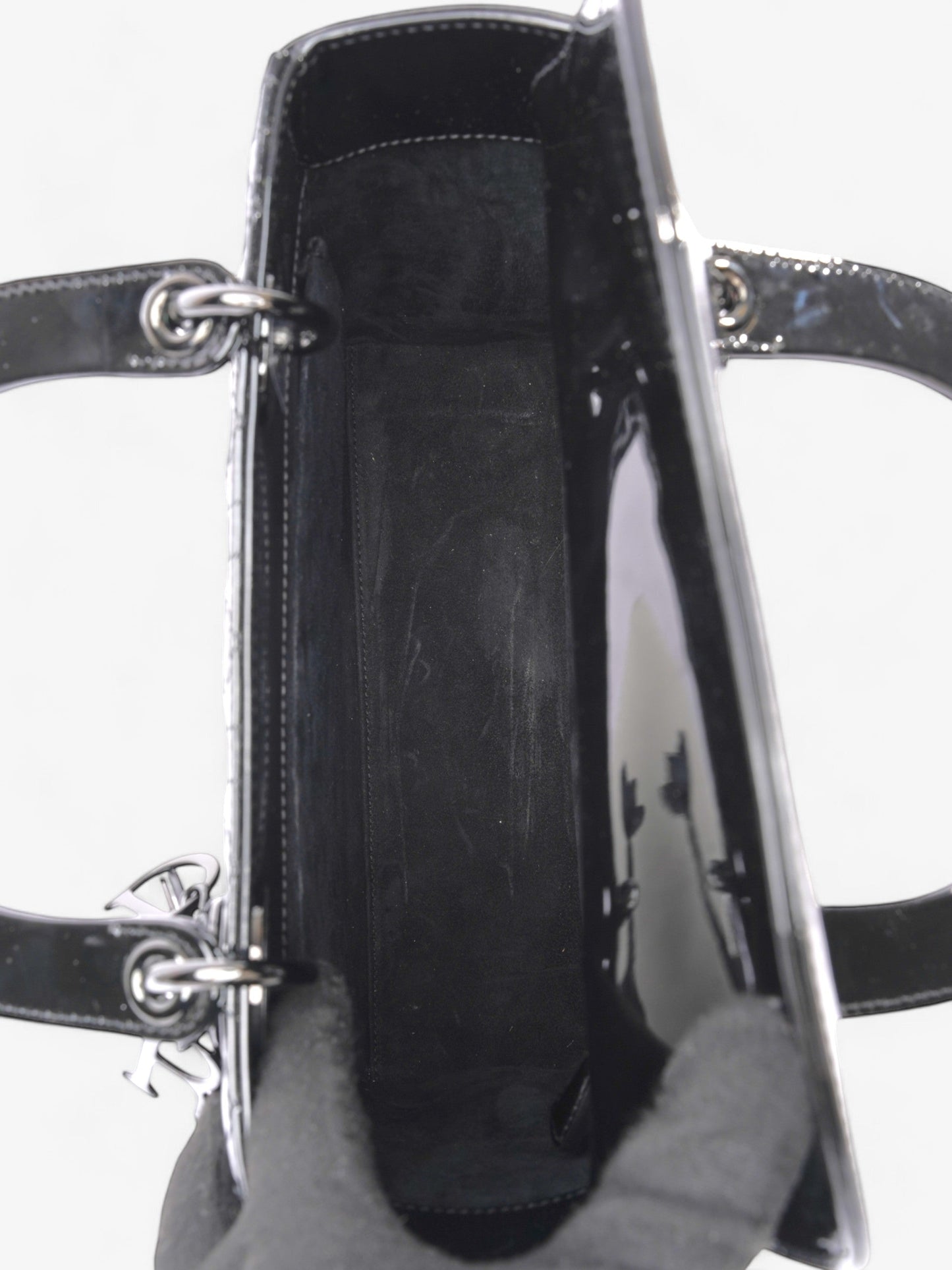 Christian Dior Lady Dior Black Patent Leather Medium