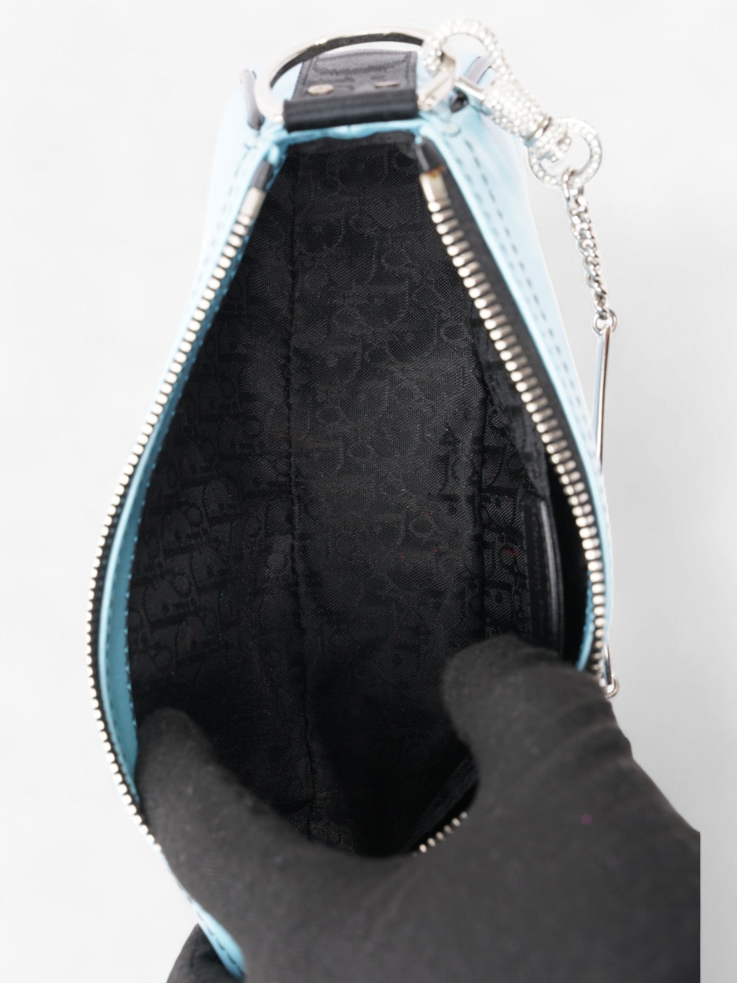 Christian Dior Hardcore Bag Light Blue / Black Coated Canvas Mini