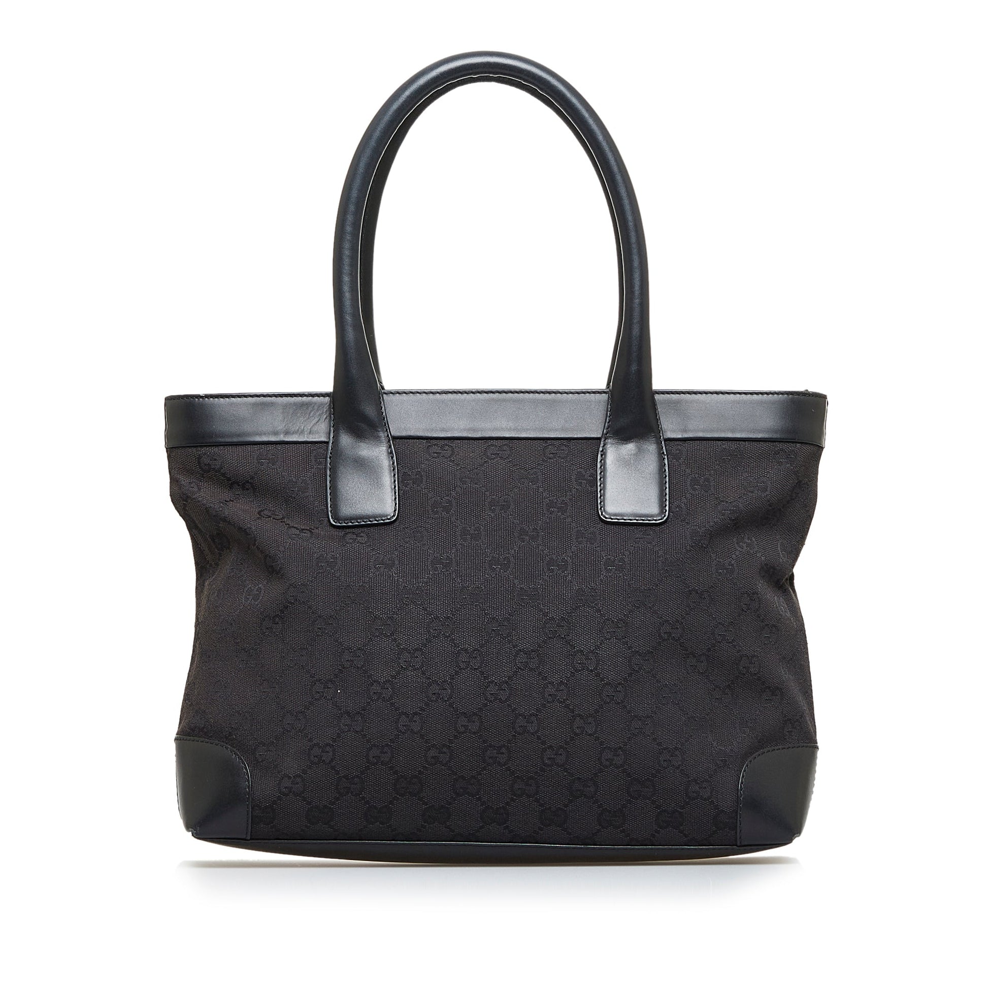 Gucci Black Leather Canvas Tote Style 28