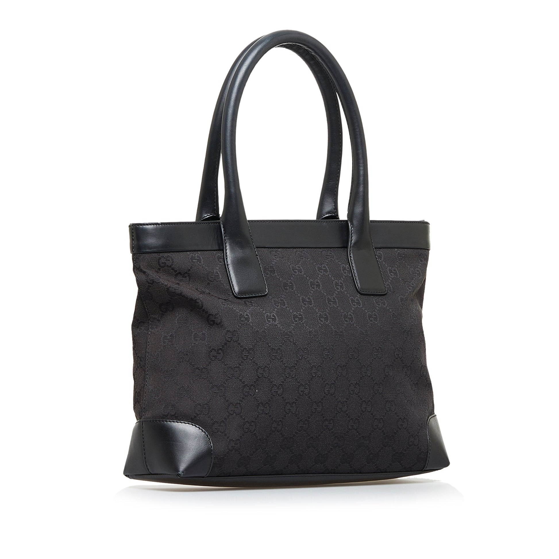 Gucci Black Leather Canvas Tote Style 28