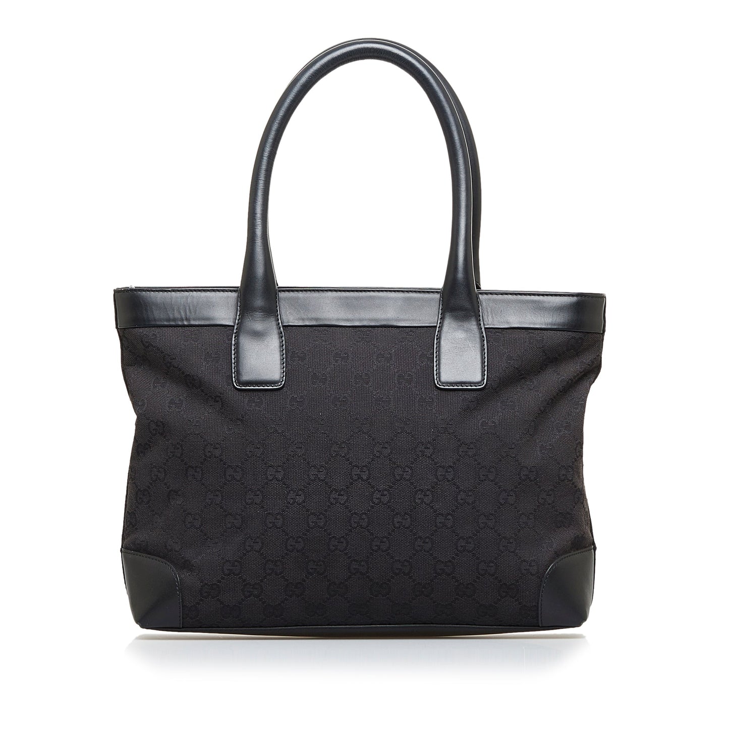 Gucci Black Leather Canvas Tote Style 28