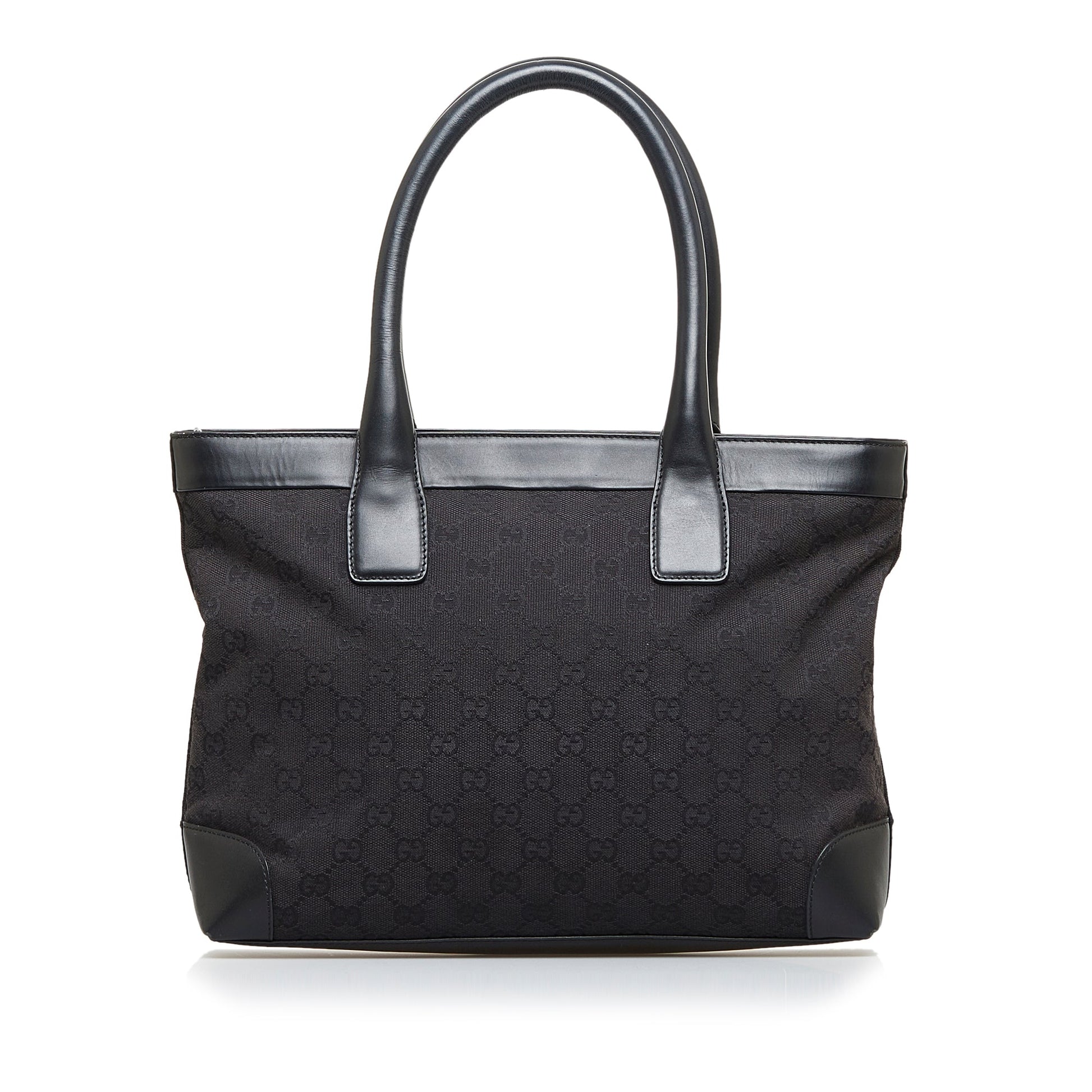 Gucci Black Leather Canvas Tote Style 28