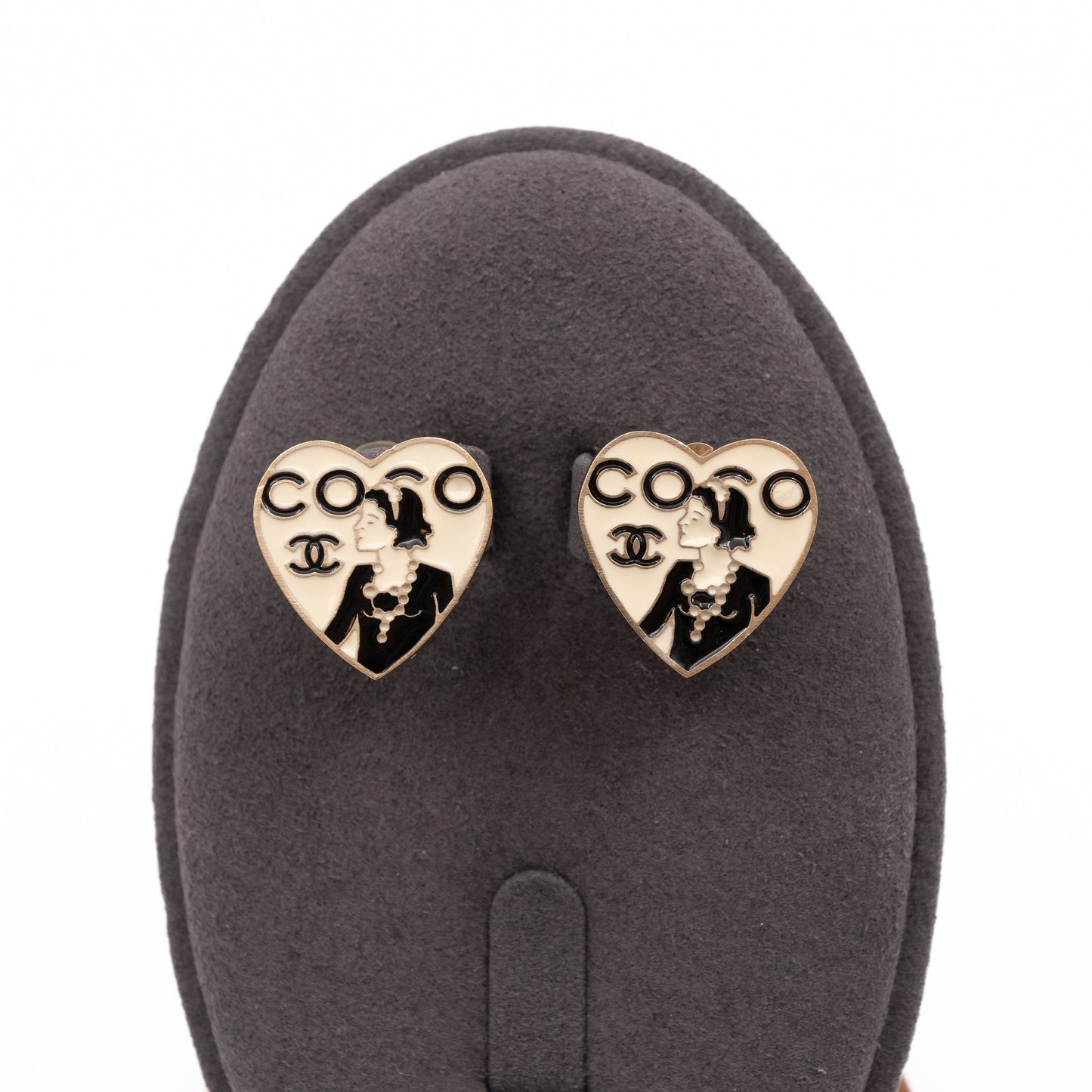 Coco Chanel Portrait Black & White Heart Clips Handbag