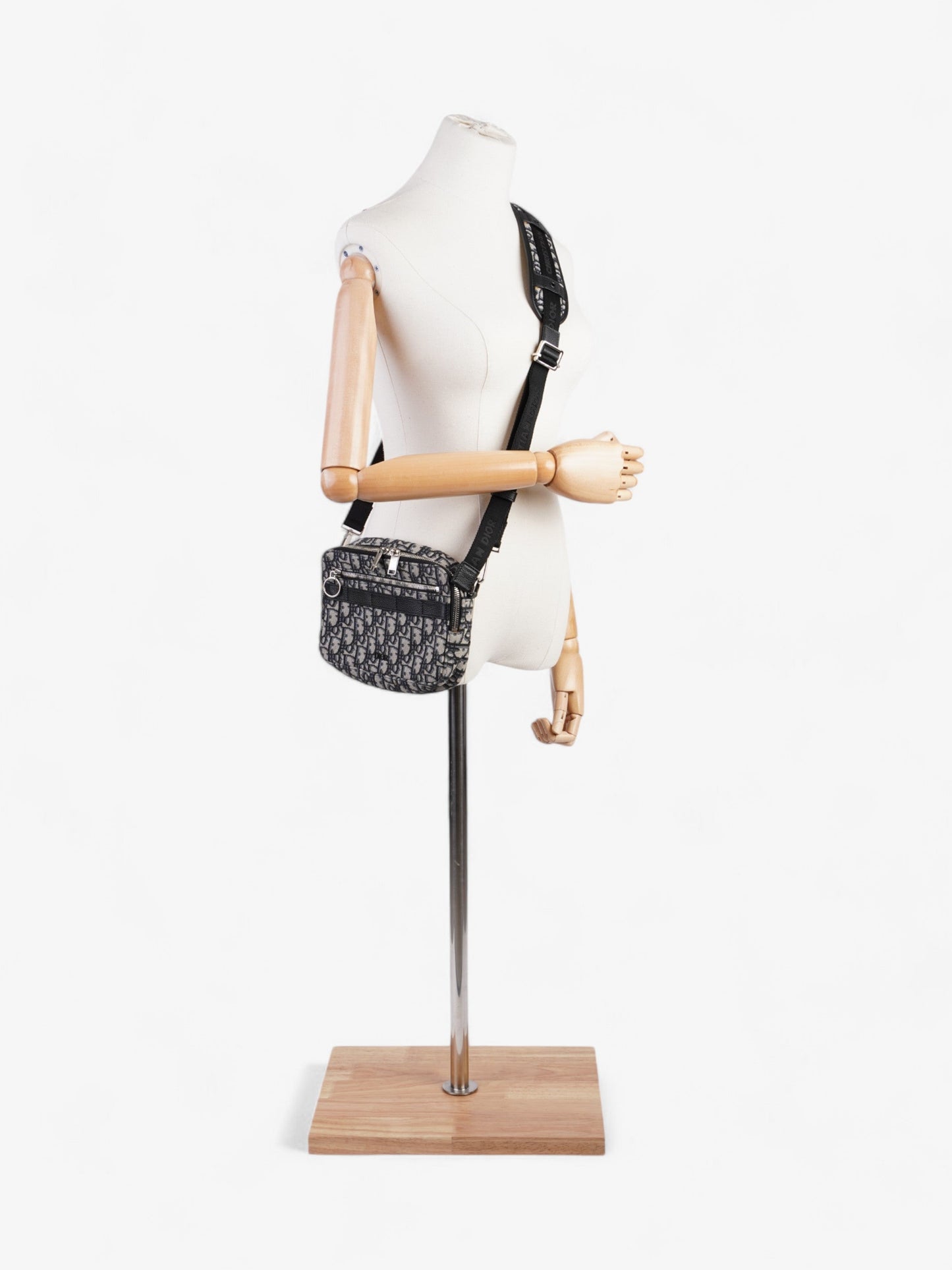 Christian Dior Safari Bag with Strap Black Oblique / Beige Cotton