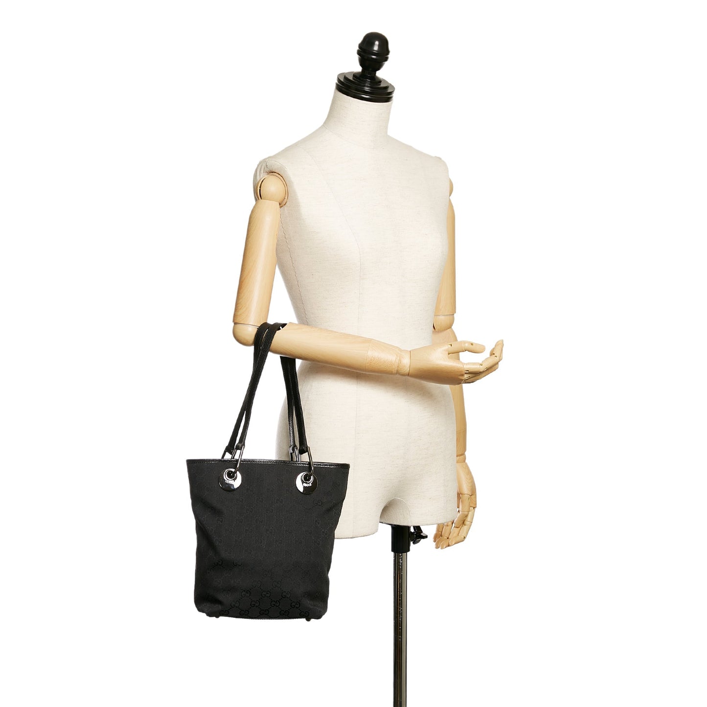 Gucci Black Leather Canvas Tote Style 32
