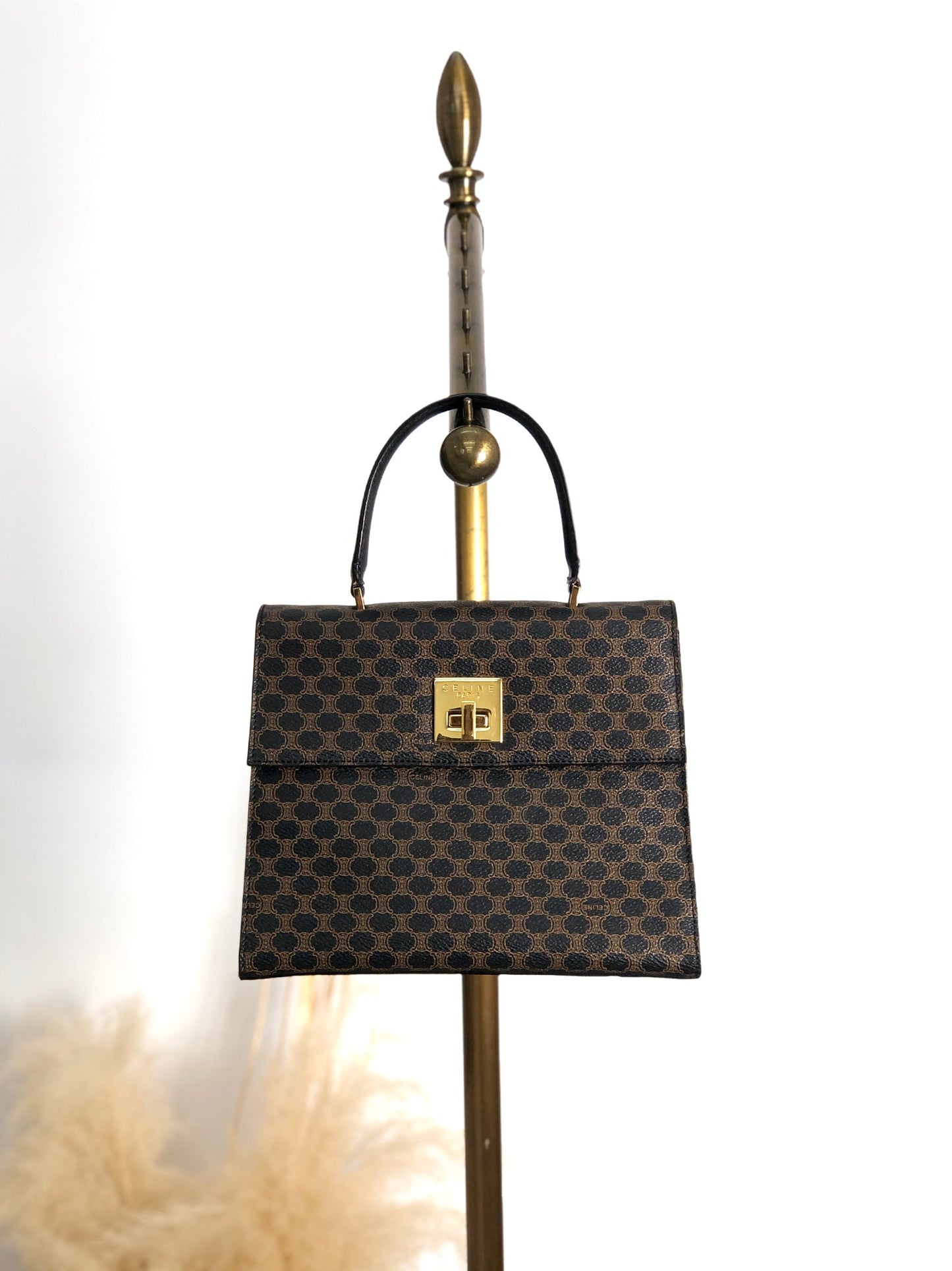 CELINE Macadam Turn Lock Handbag Black 75x5vx