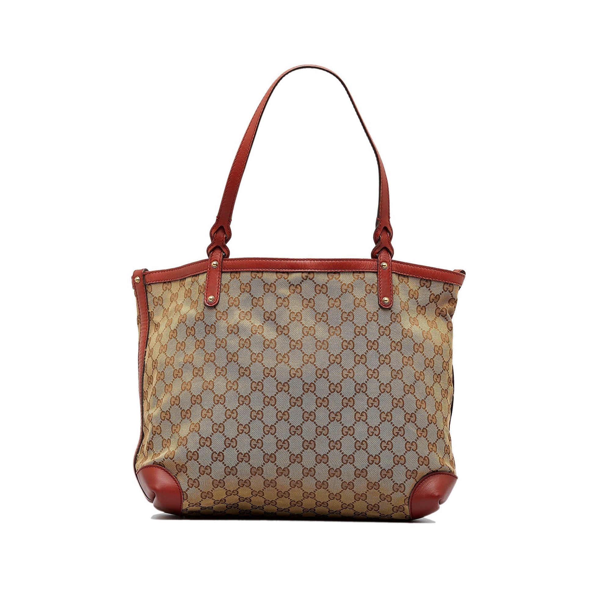 Gucci Brown Leather Canvas Tote Style 28