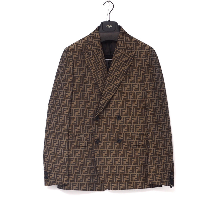 FENDI tailored jacket FJ0684 A6W3 65% polyester, 35% cotton Brown mens 46