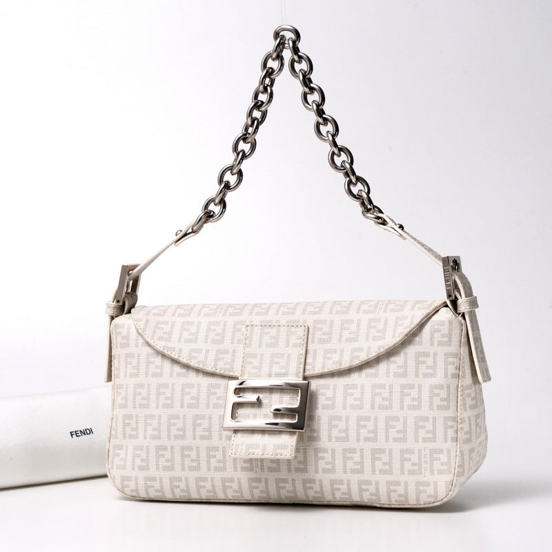 FENDI Handbag 8BR003 PVC White x gray Women