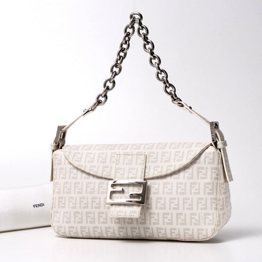 FENDI Handbag 8BR003 PVC White x gray Women