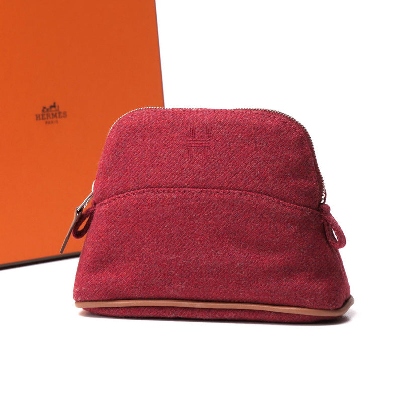 HERMES Accessory pouch tweed Bordeaux Women