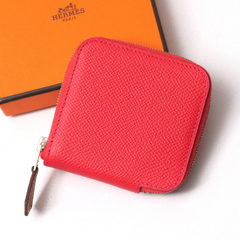 HERMES Pouch Epsom Pink/Metal:Silver Della Cavalleria Azap Compact Mini Silk Inn Women