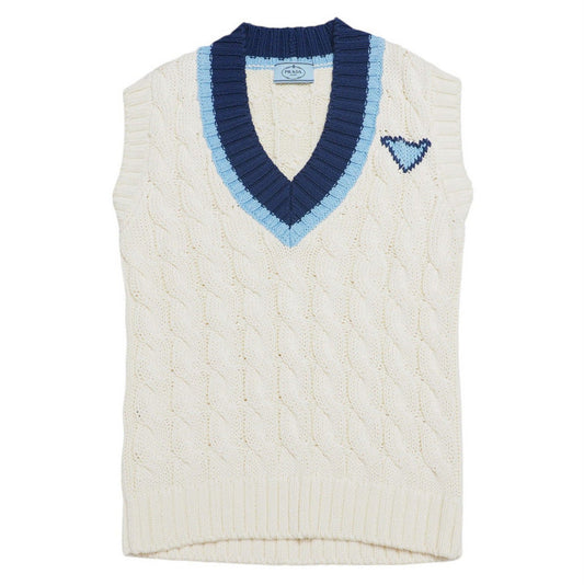 PRADA Vest P29837 cotton 100% White / blue Women 36