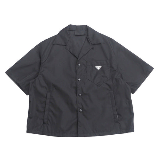 PRADA Short sleeve shirt SC449 S182 1WQ8 Nylon black mens M(180/96A)