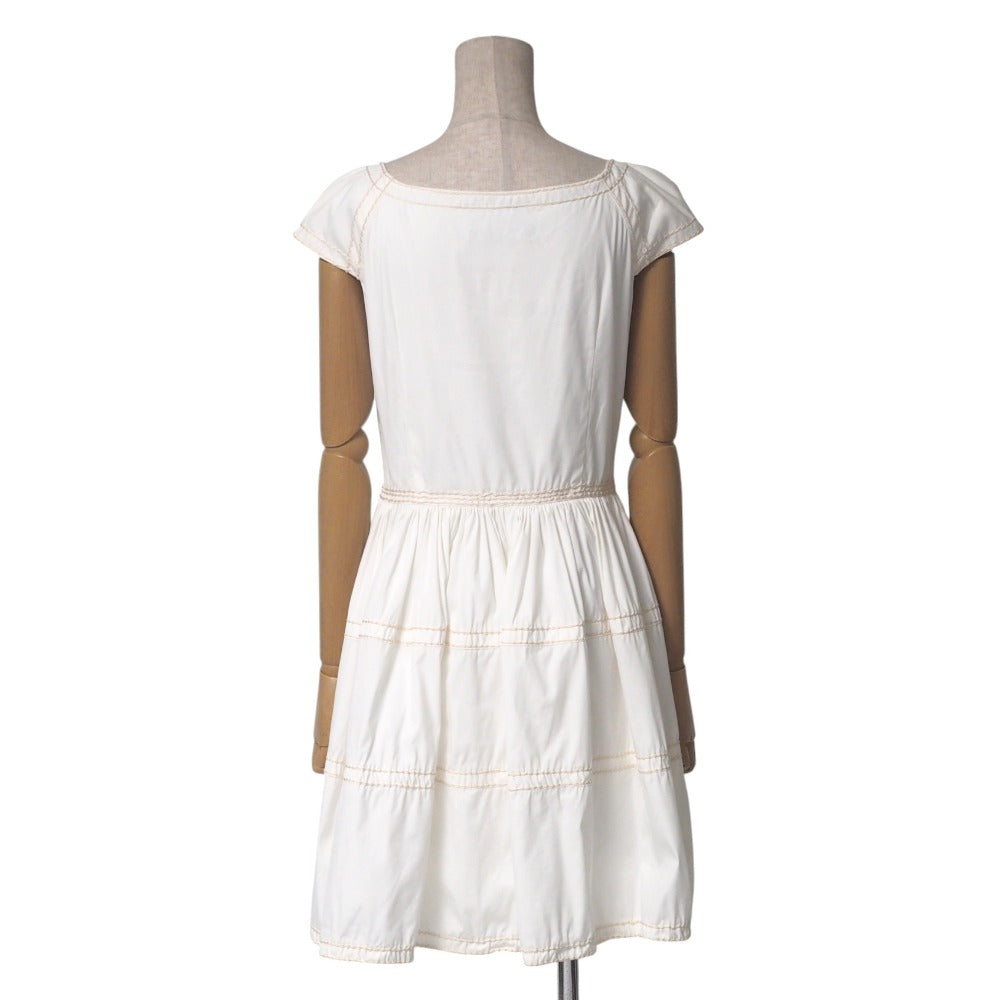PRADA one piece 78% cotton, 17% nylon, 5% elastane White/stitch: beige P30Y9 Women 38S