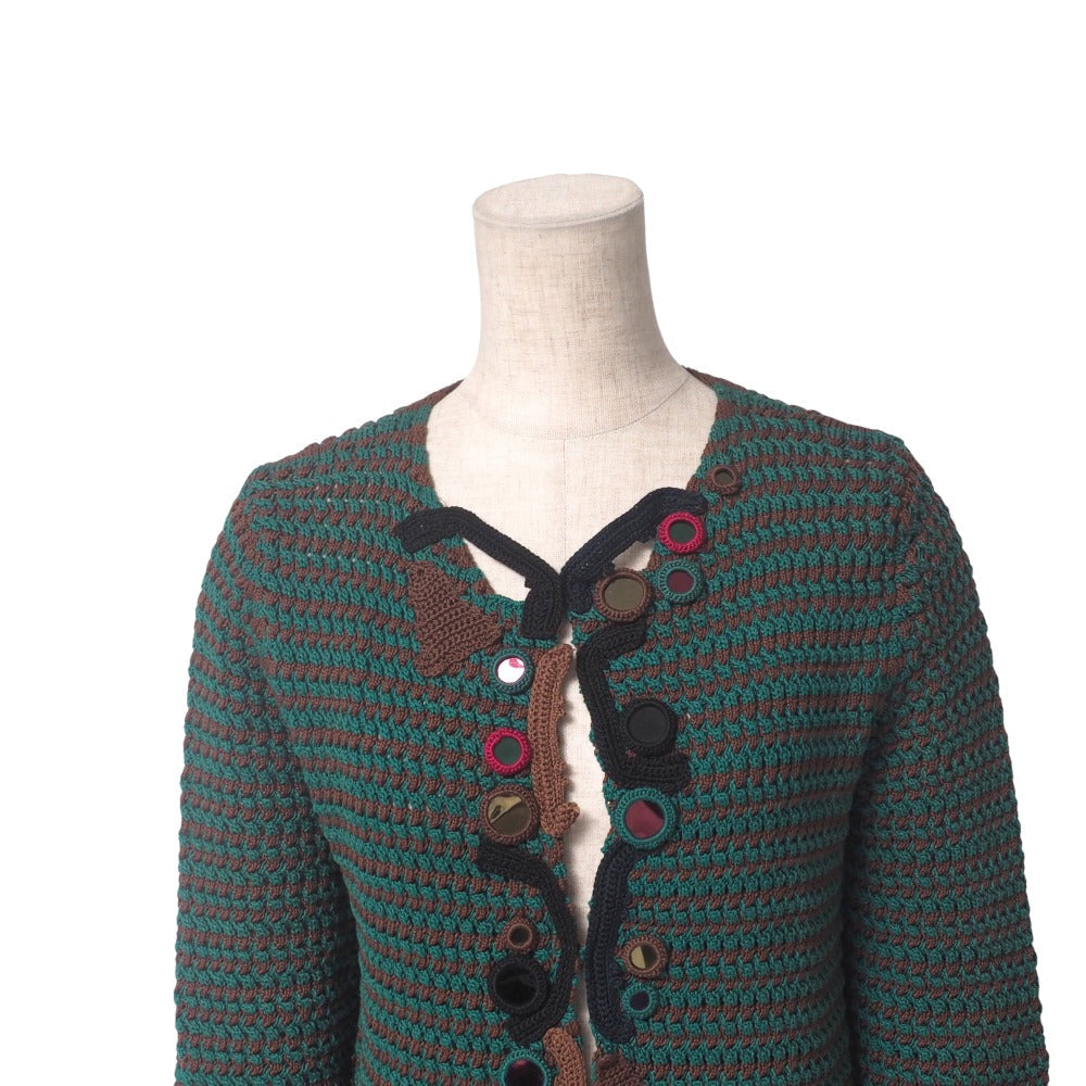 PRADA cardigan knit Green brown Women 40
