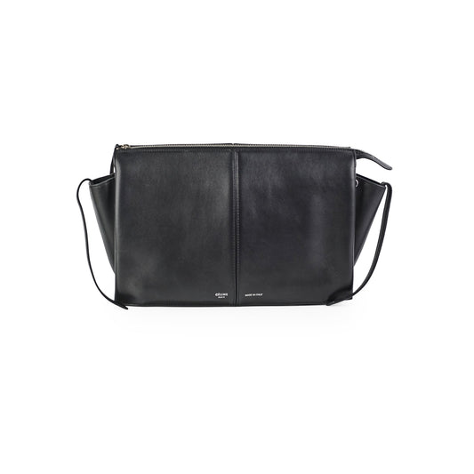 Luxury CELINE TriFold Clutch On Chain Black Leather