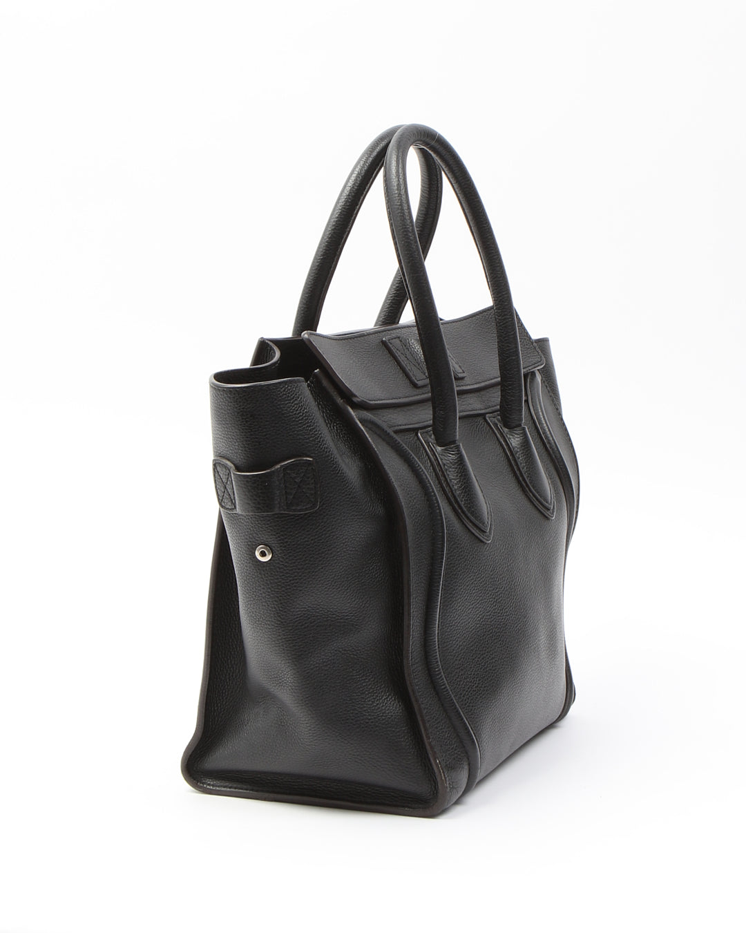Celine Black Leather Micro Luggage Tote Bag