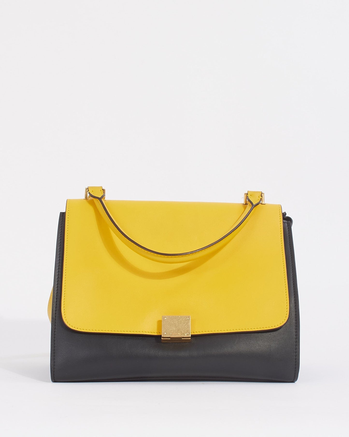 Celine Black/Yellow Tricolour Leather Medium Trapeze Bag