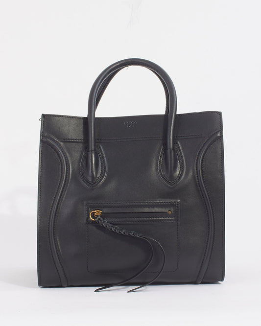 Celine Black Leather Phantom Luggage Medium Tote Bag