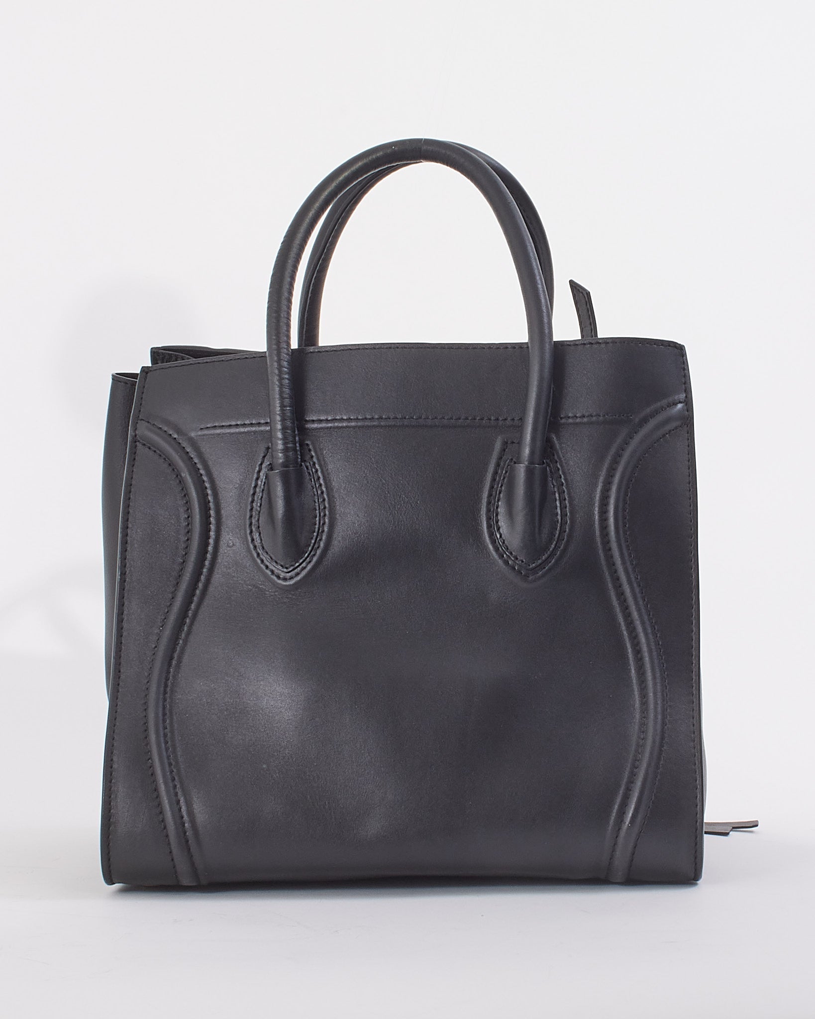 Celine Black Leather Phantom Luggage Medium Tote Bag