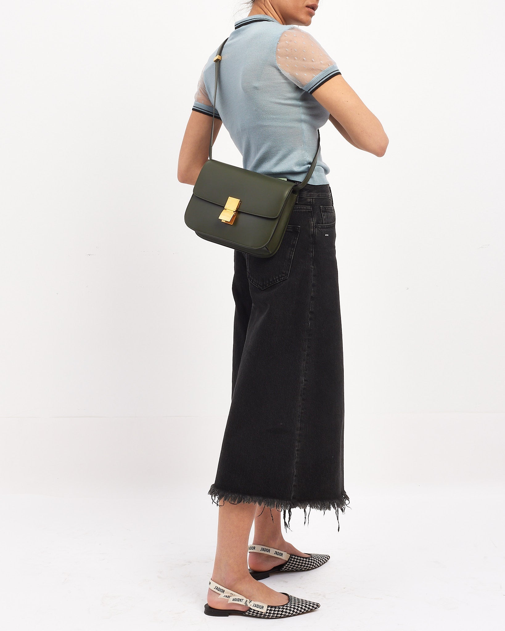 Celine Green Box Calfskin Leather Medium Box Bag