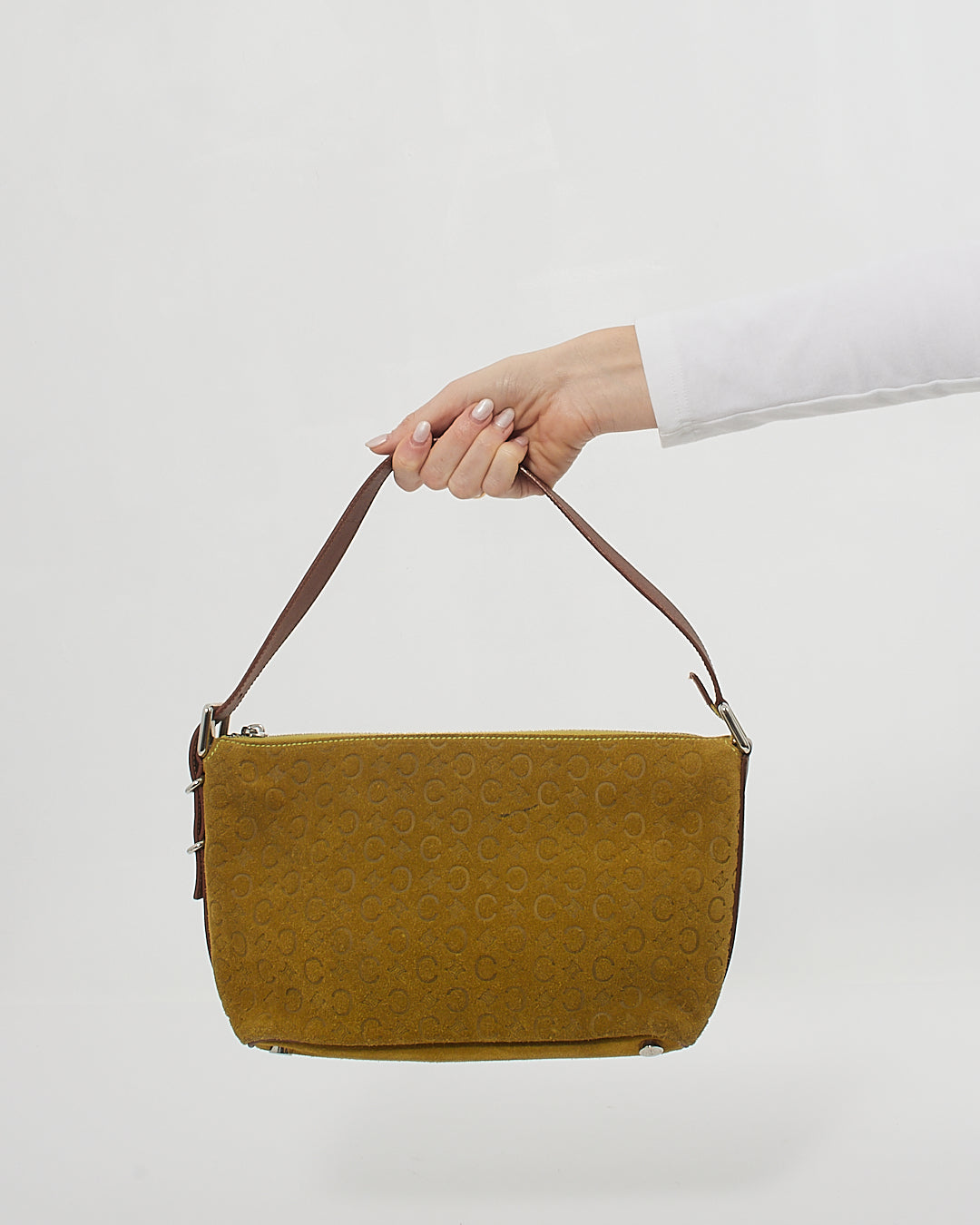 Celine Green Suede Macadam Shoulder Bag
