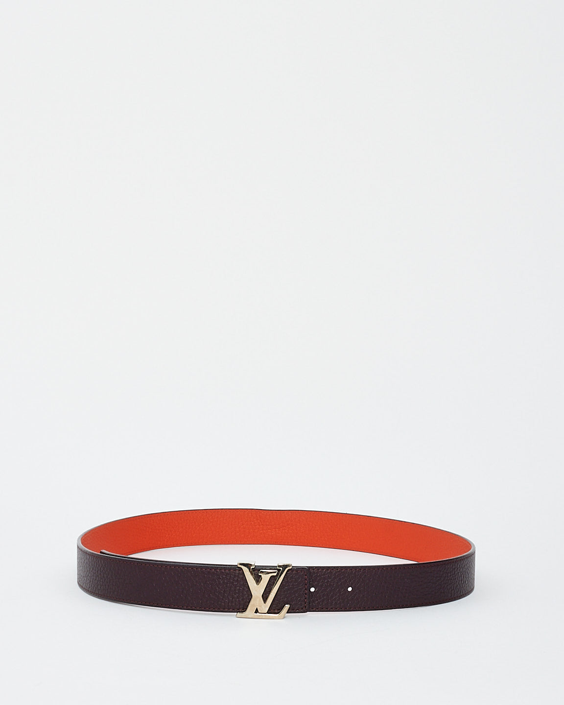 Louis Vuitton Orange/Eggplant Leather Reversible Logo Belt - 85/34