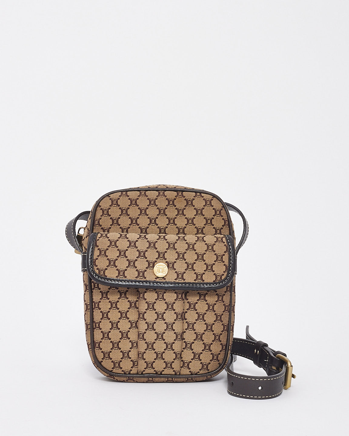 Celine Brown Canvas Macadam Crossbody Bag