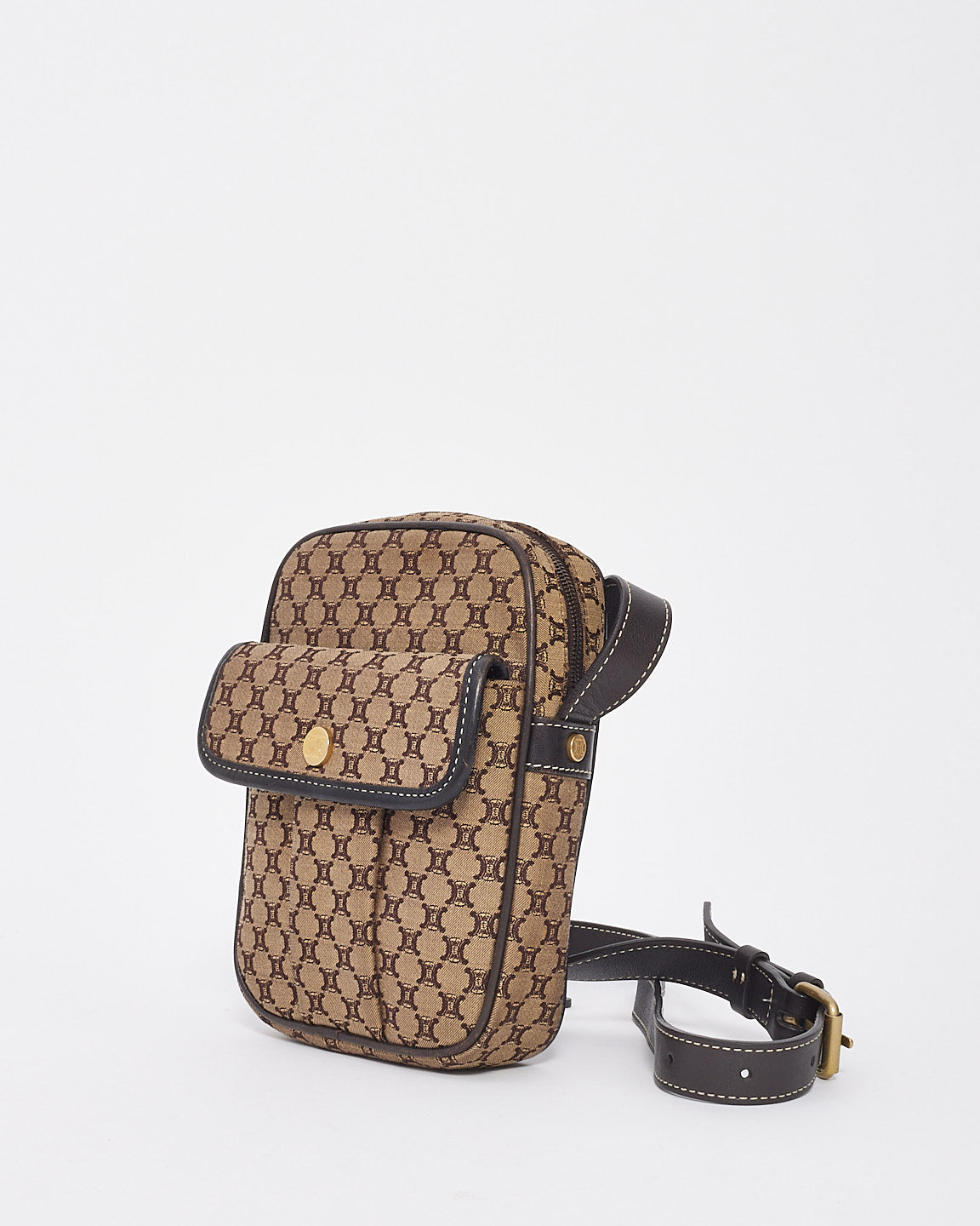 Celine Brown Canvas Macadam Crossbody Bag