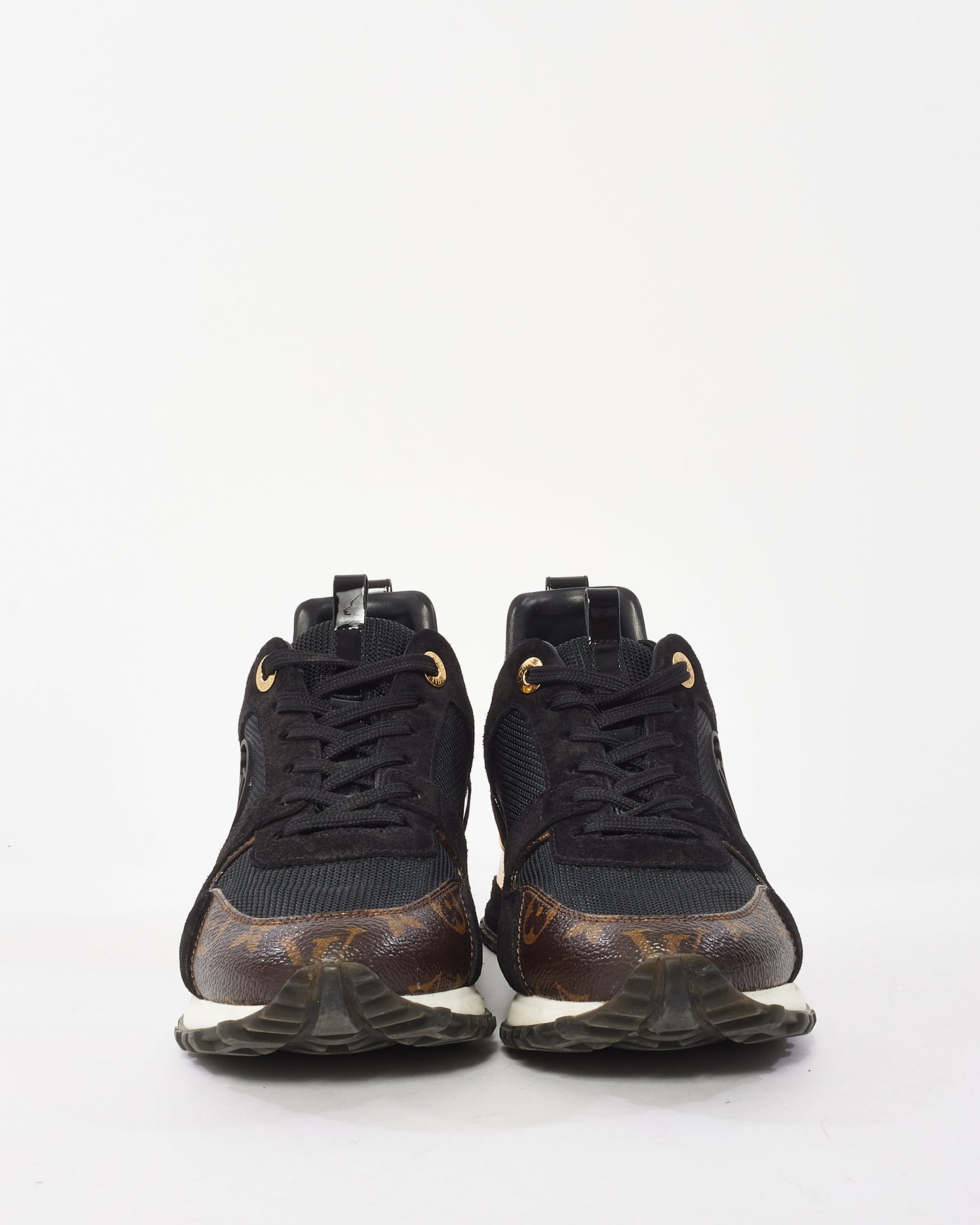 Louis Vuitton Black Suede & Monogram Run Away Sneaker - 37