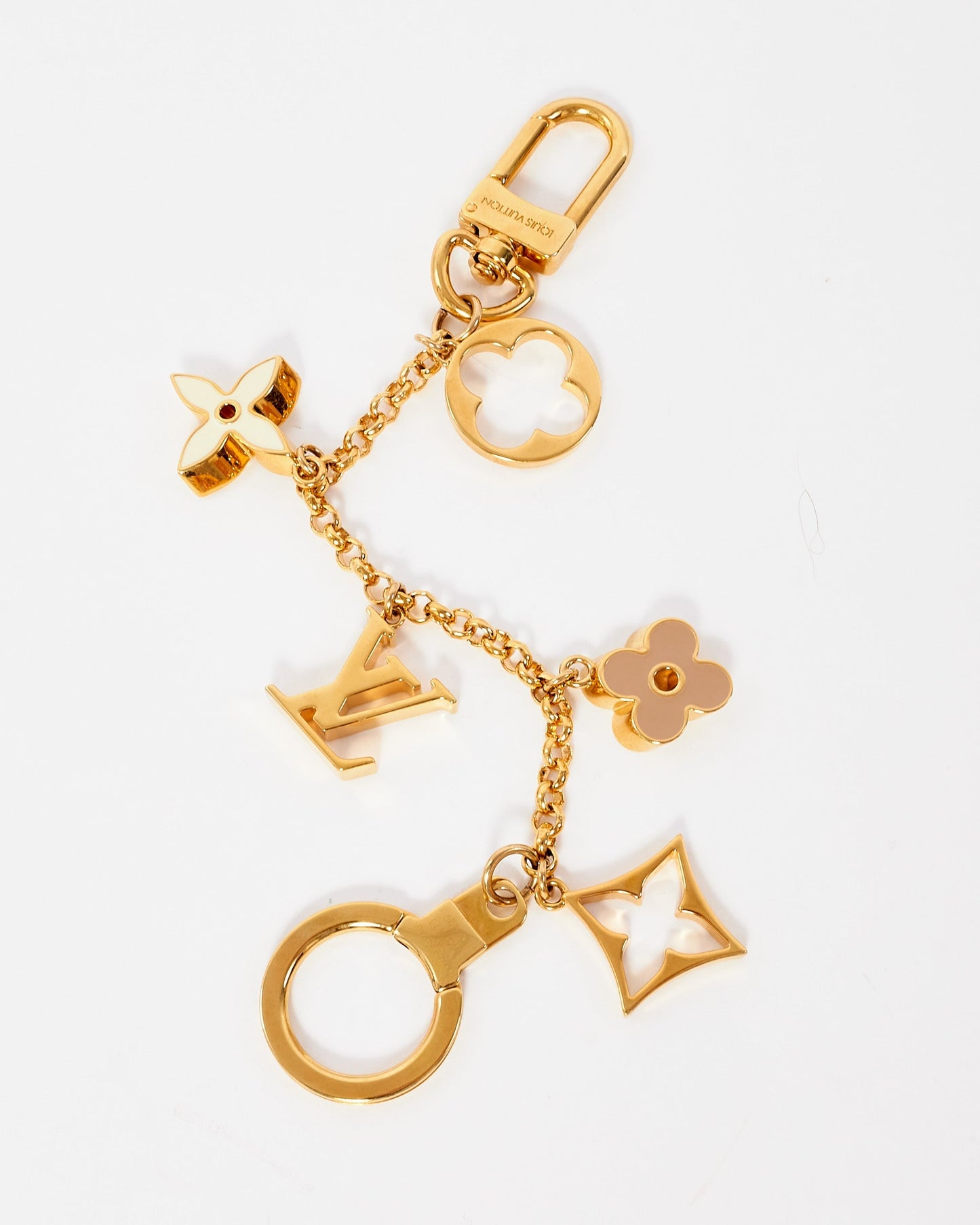 Louis Vuitton Gold Lilac & White "Fleur De Monogram" Bag Charm