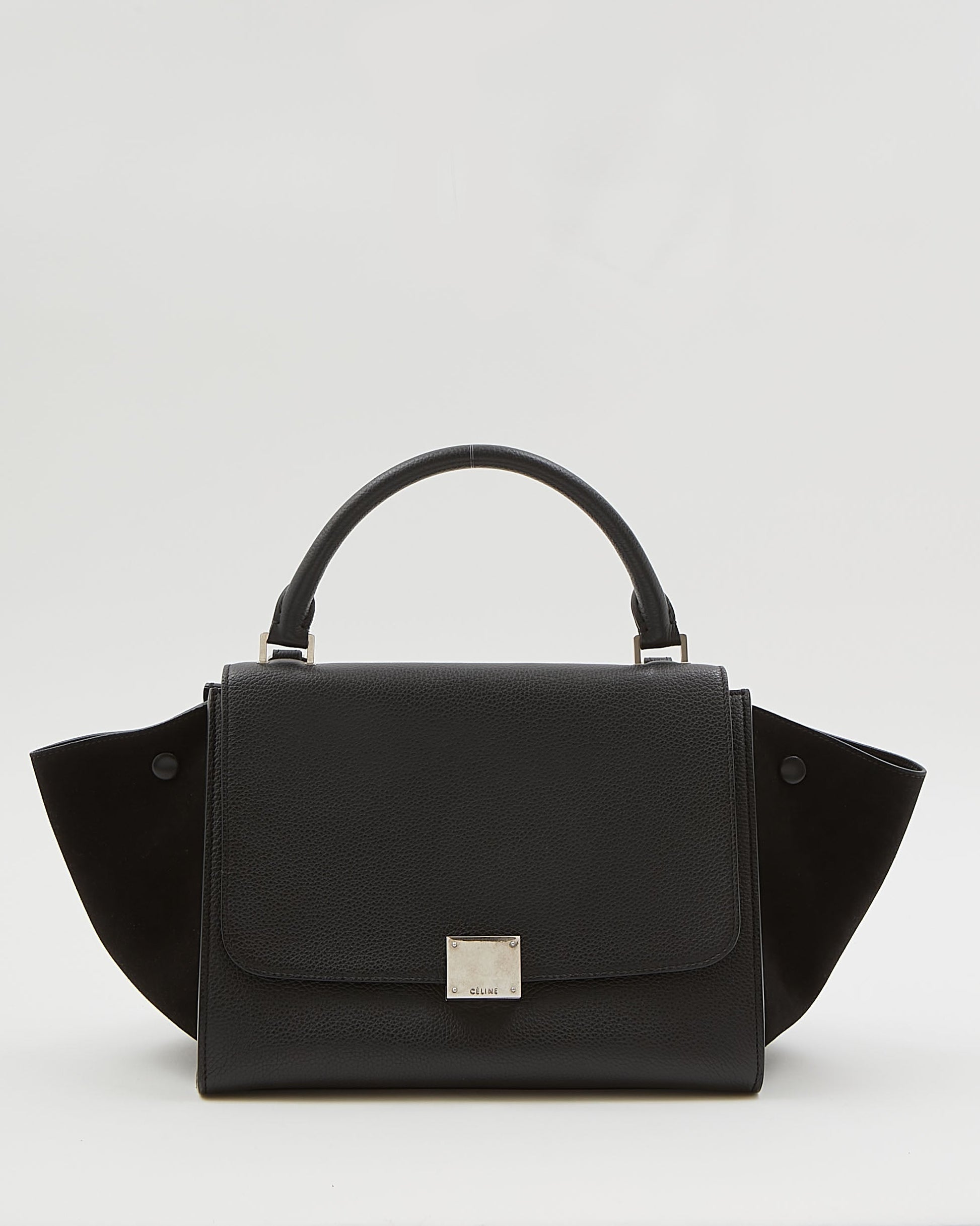 Celine Black Leather & Suede Small Trapeze Bag