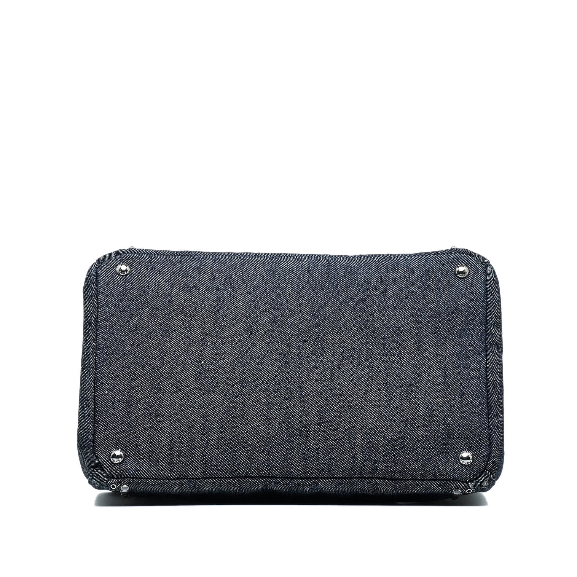 Prada Canapa Jeweled Denim Satchel