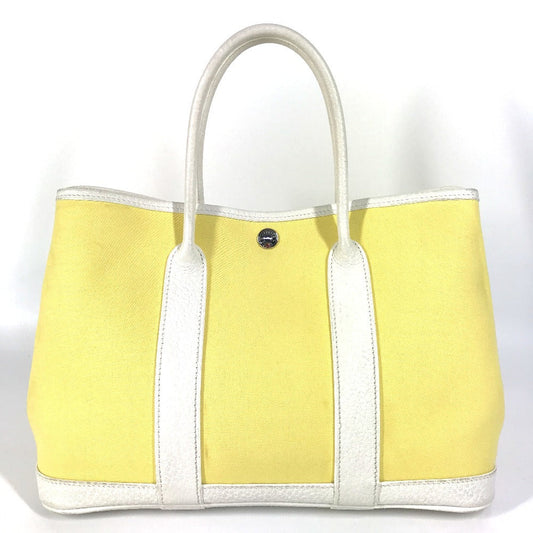 HERMES Handbag Toile H, Leather yellow Garden Party TPM Garden Party TPM