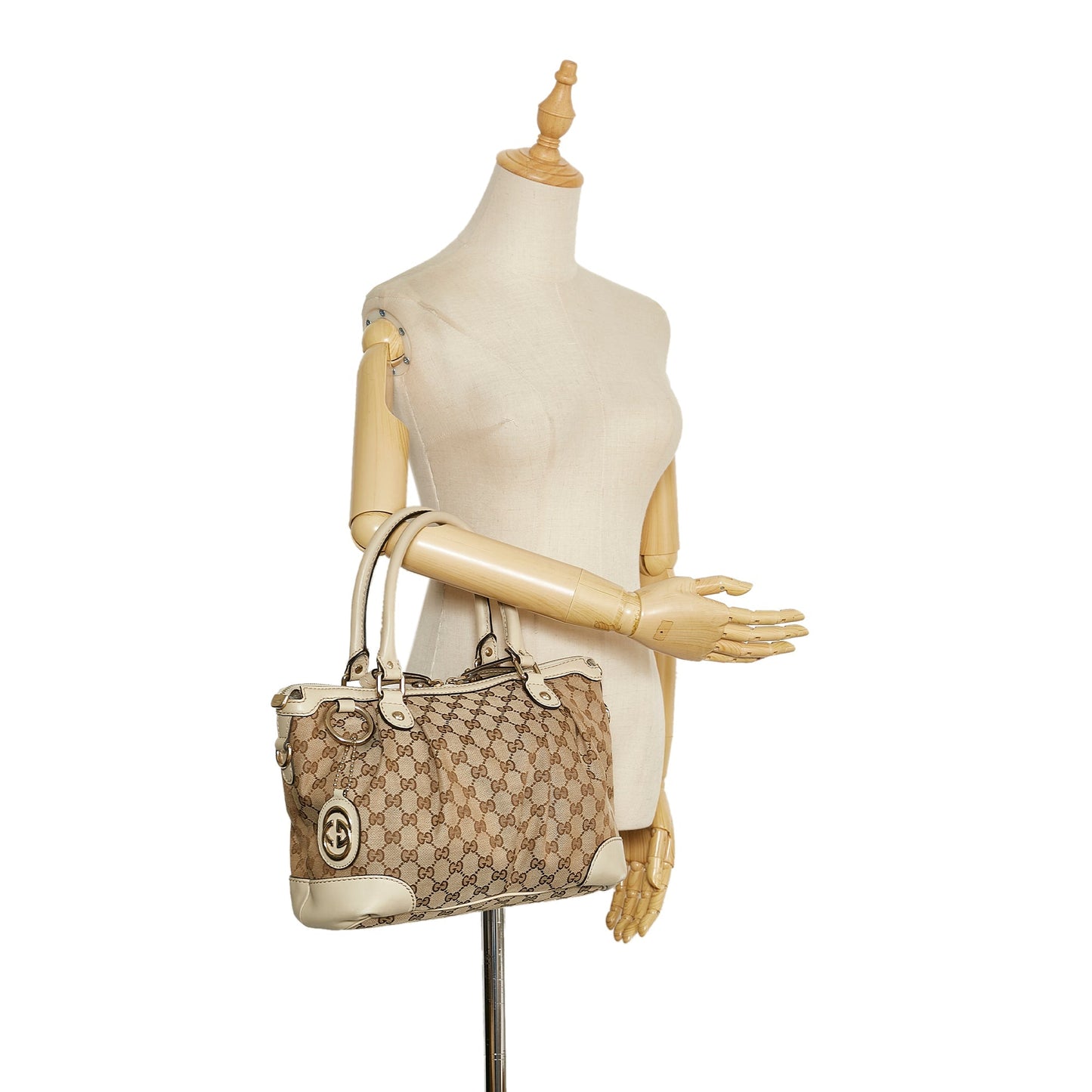 Gucci Sukey Leather Canvas Handbag