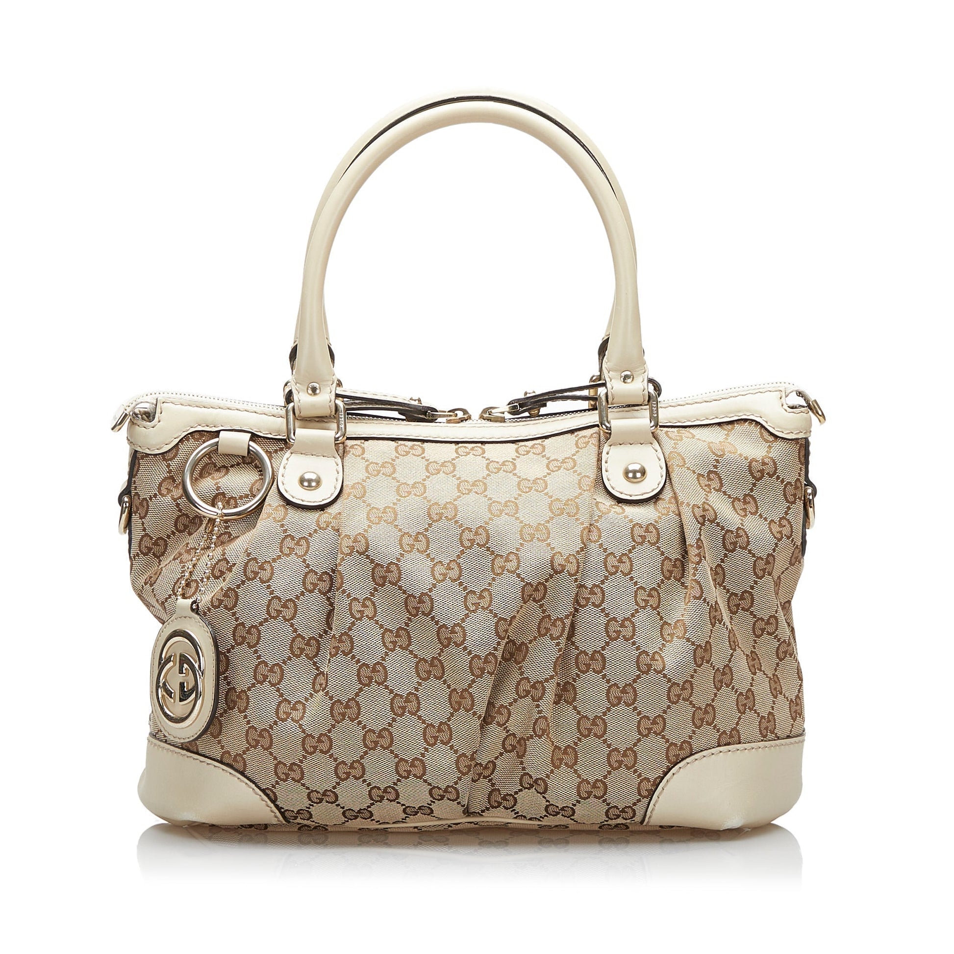 Gucci Sukey Leather Canvas Handbag