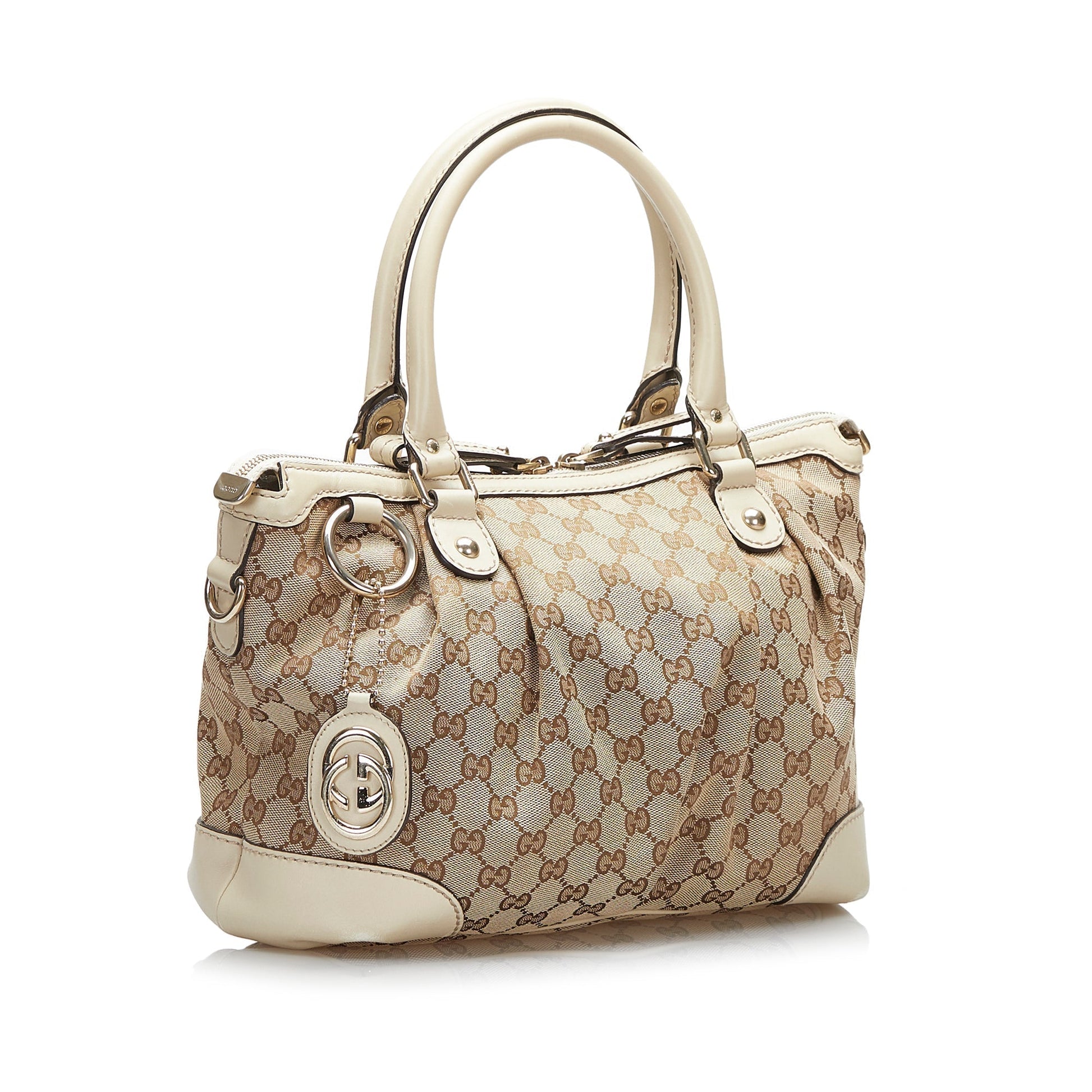 Gucci Sukey Leather Canvas Handbag