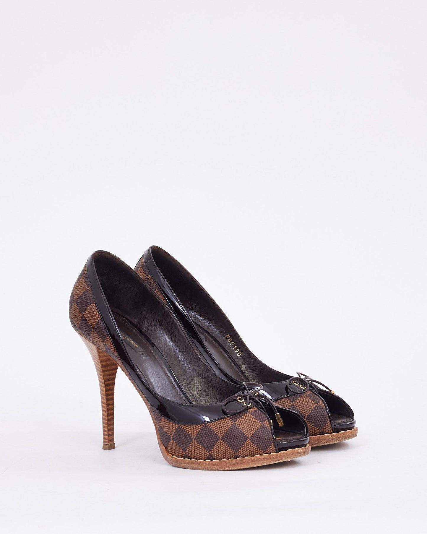 Louis Vuitton Damier Ebene Canvas Peep Toe Pumps - 40