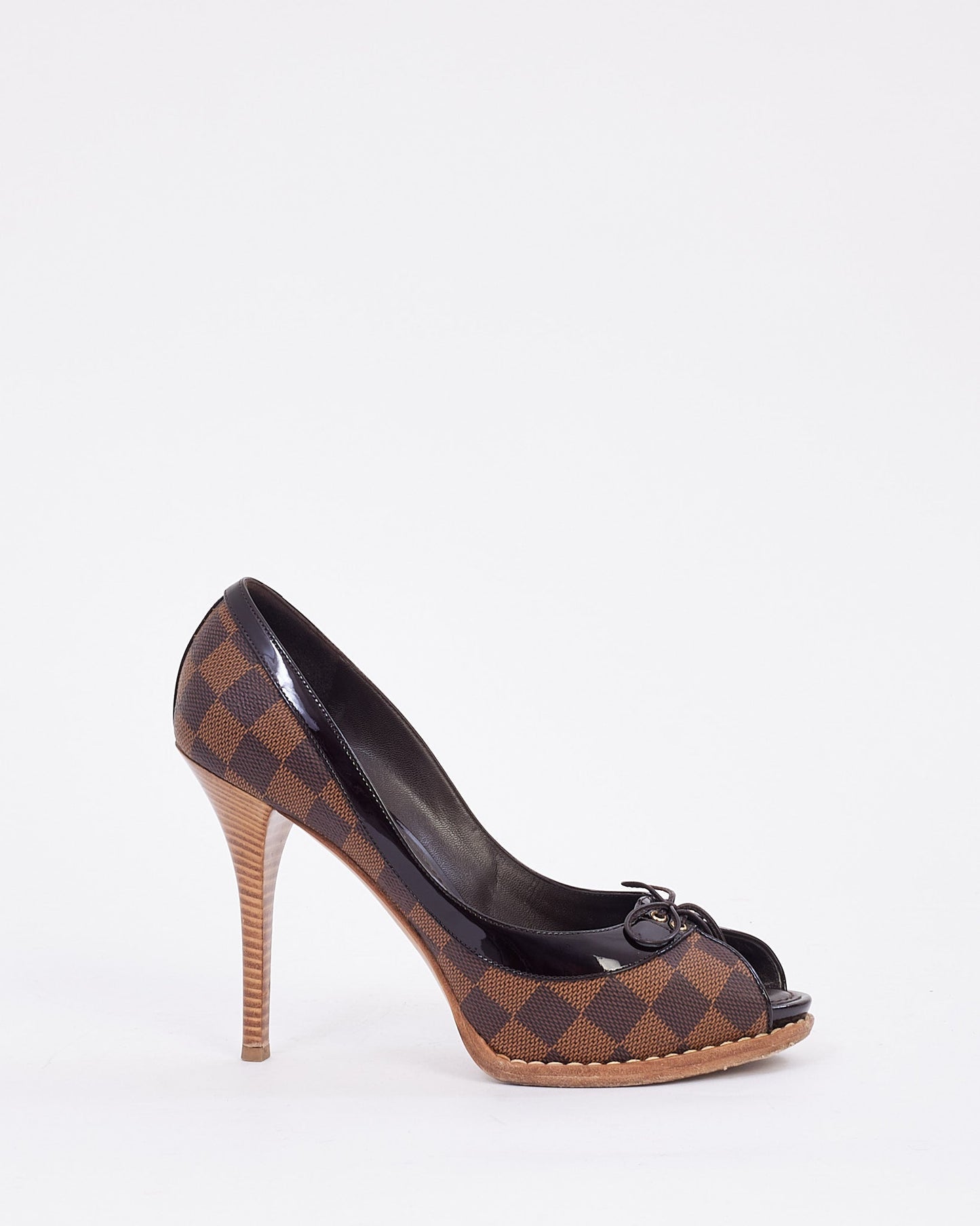 Louis Vuitton Damier Ebene Canvas Peep Toe Pumps - 40