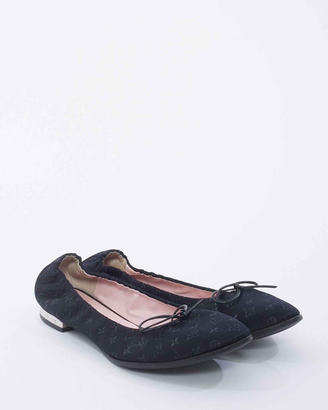 Louis Vuitton Black Monogram Satin Ballet Flats 39.5