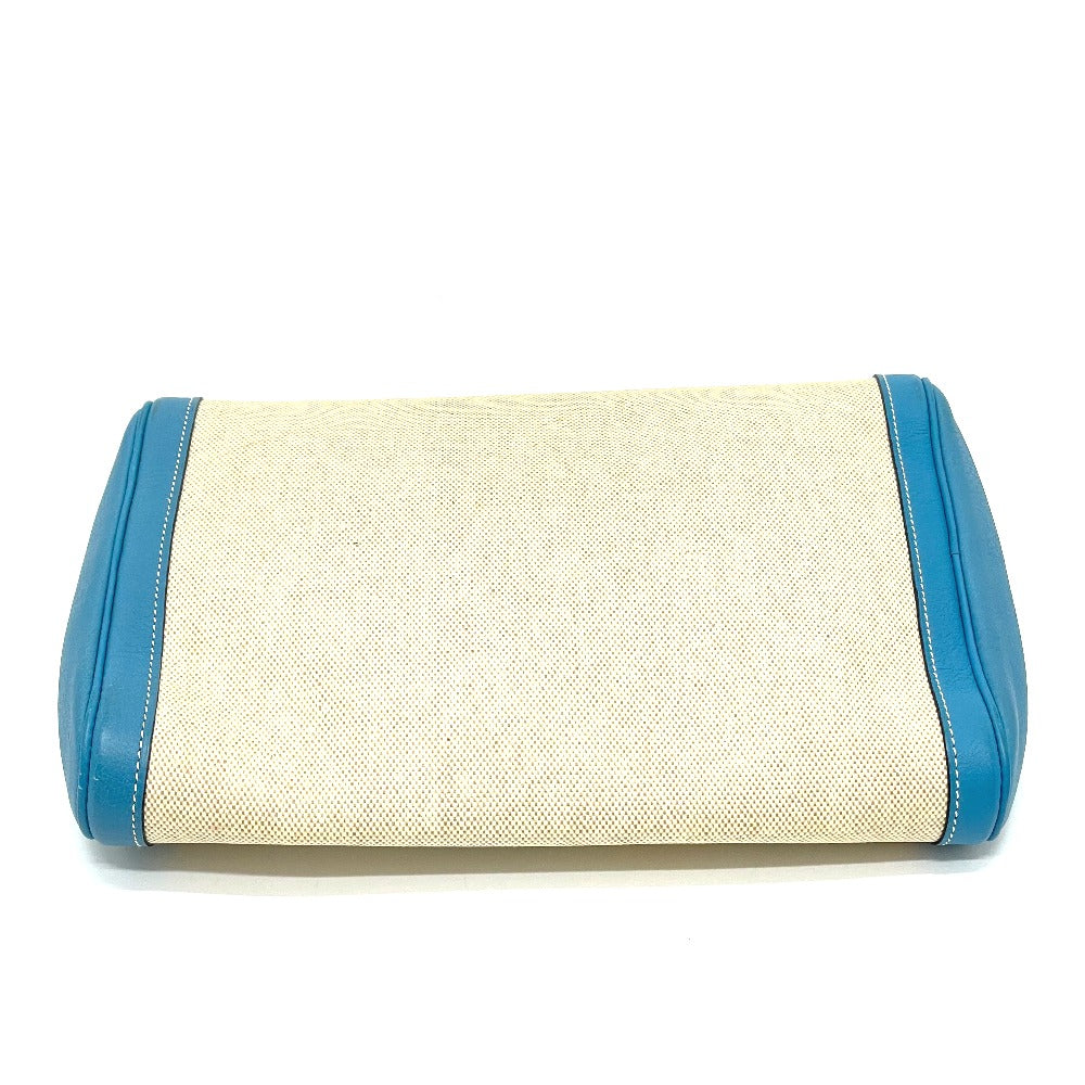 HERMES Clutch bag Toile Ash / Taurillon Clemence blue Equi Pouch Women