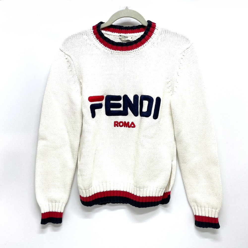 FENDI knit FAE137 cotton white logo Pullover knit Women 38
