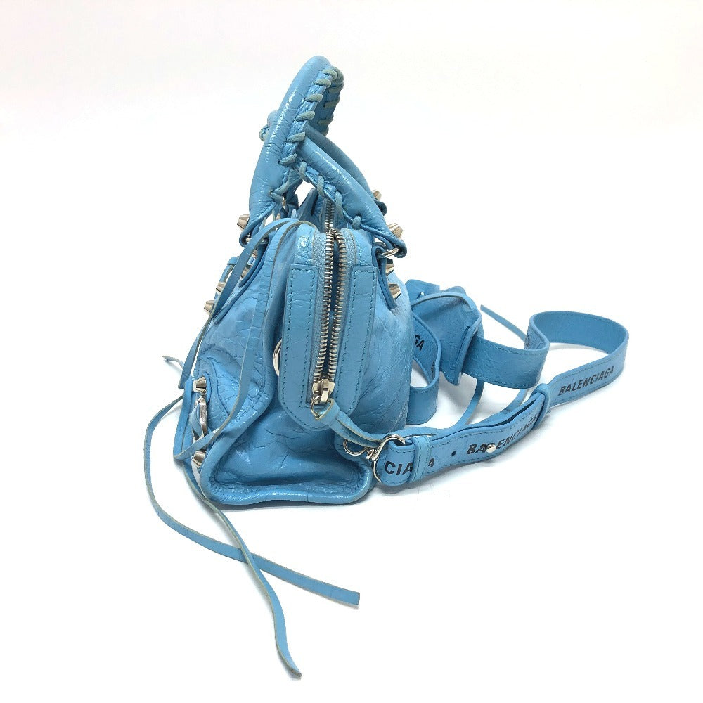 BALENCIAGA Handbag 300295 leather Light blue Classic Mini City Women